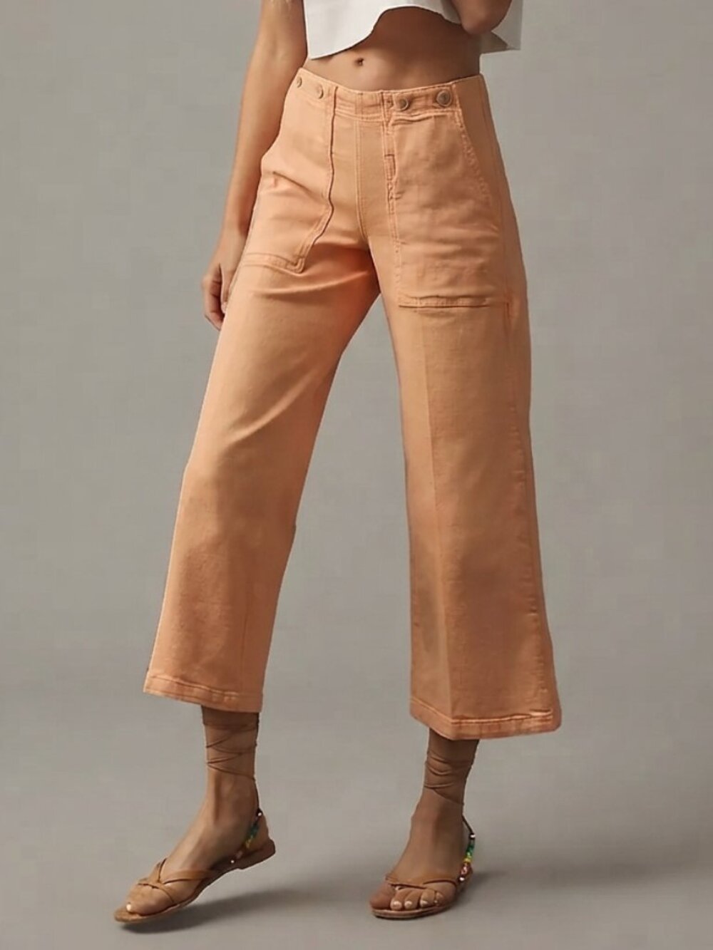 Pilcro anthropologie Orange The Kit High-Rise Crop Jeans Size 24 57041
